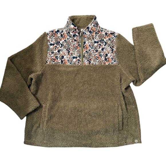Vera Bradley Teddy Fleece Pullover with a floral quilted yoke size XL - Picture 1 of 6